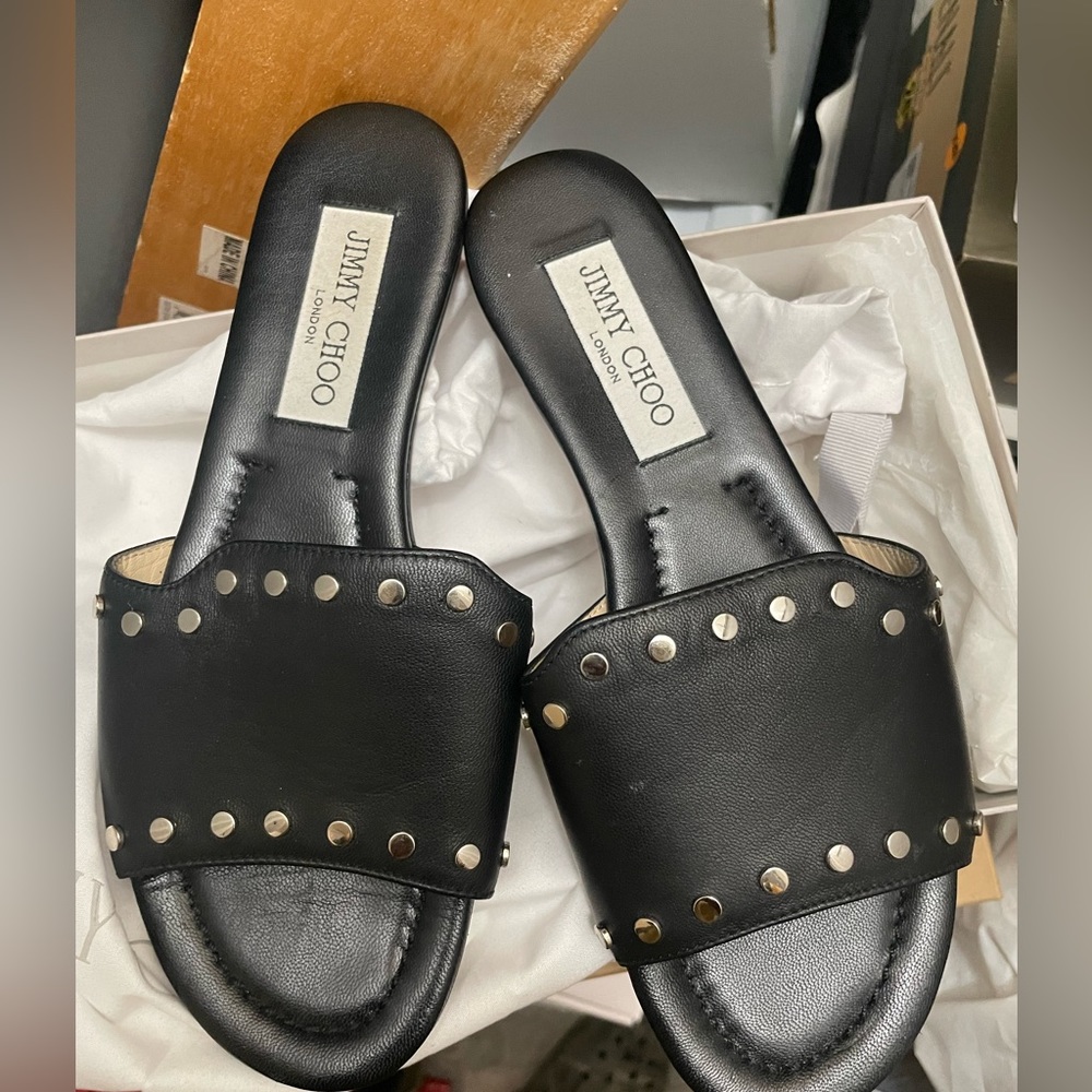 Jimmy Choo Nanda Leather Slide Sandal